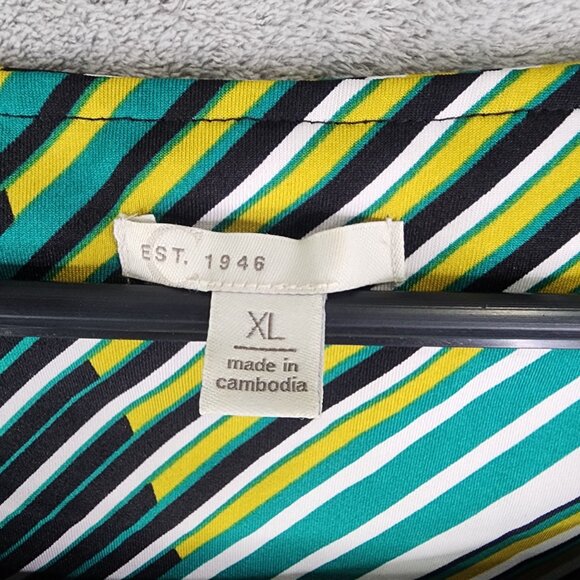 Women's Colorful Striped Blouse Top Grommet Detail Est. 1946 Long Sleeve XL - Picture 5 of 10